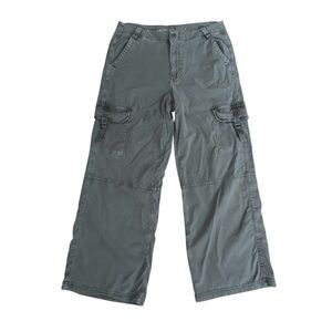 AMERICAN EAGLE Super High Rise Baggy Wide Leg Cargo Pants Army Green Casual 10